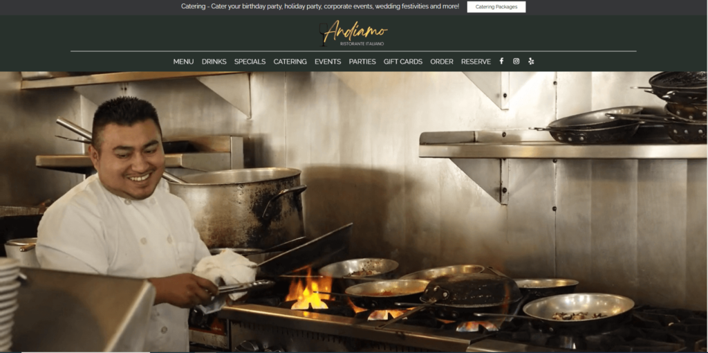 Homepage of Andiamo Italian Ristorante's website / andiamobellevue.com