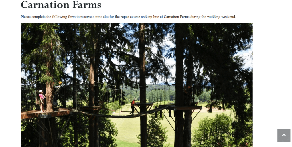 Homepage of Carnation Farms / carnationfarms.org
Link: https://carnationfarms.org/private-zip-ropes-august-16th-17th-at-carnation-farms/