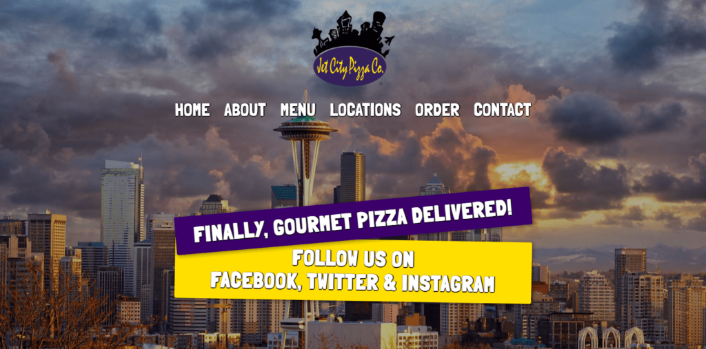 Homepage of Jet City Pizza's website / jetcitypizza.com