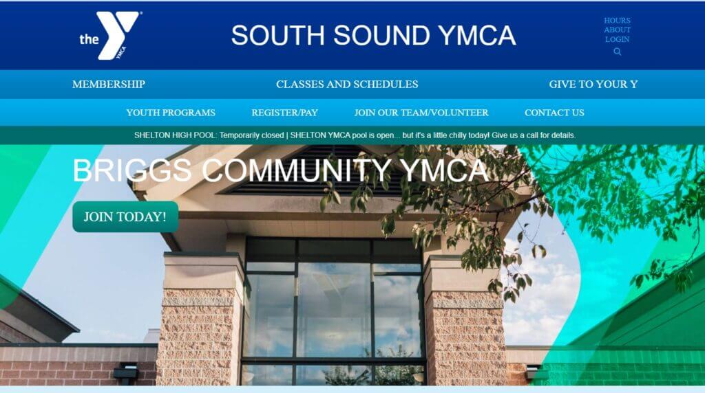 Homepage of Briggs Community YMCA / Link: https://southsoundymca.org/briggs-community-ymca/