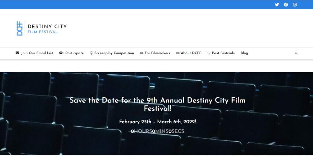 Homepage of Destiny City Film Festival / Link: https://www.destinycityfilmfestival.com/
