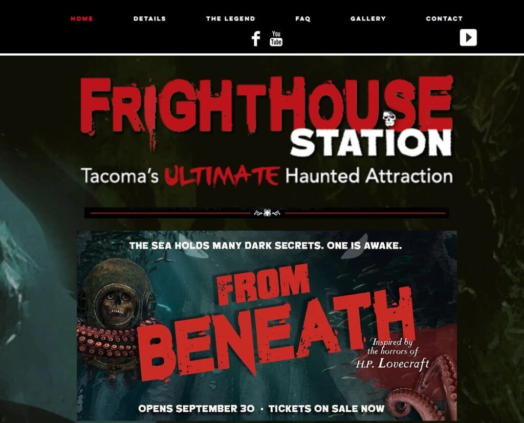 Homepage of Fright House Station / Link: https://www.tacomahaunts.com/