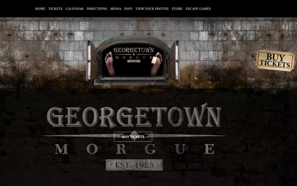 Homepage of Georgetown Morgue / Link: https://seattlehaunts.com/