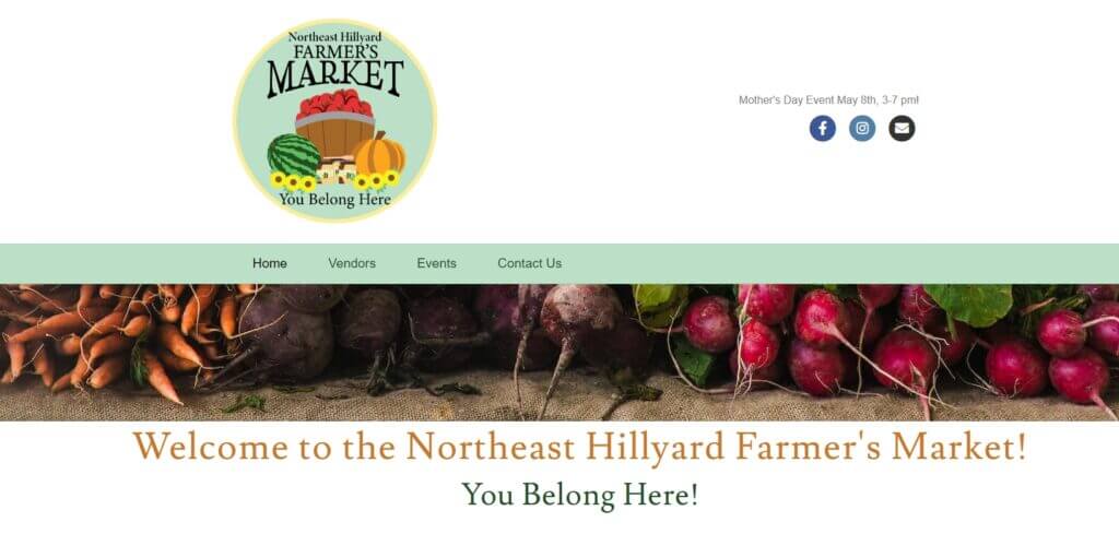 Homepage of Hillyard Farmers Market / Link: https://hillyardfarmersmarket.org/