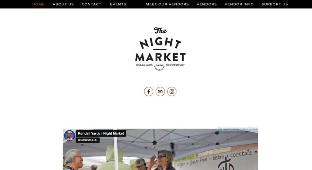 Homepage of Kendall Yards Night Market / Link: http://kendallnightmarket.org/