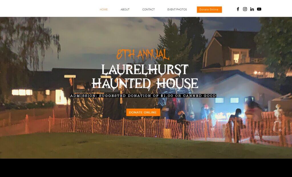 Homepage of Laurelhurst Haunted House / Link: https://www.laurelhursthauntedhouse.com/