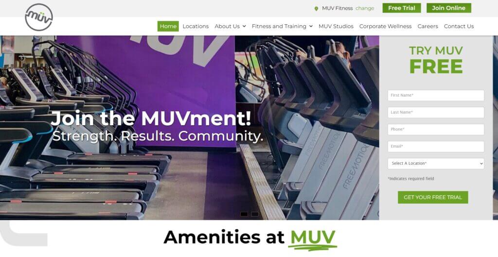 Homepage of MUV Fitness / Link: https://www.muvfitness.com/