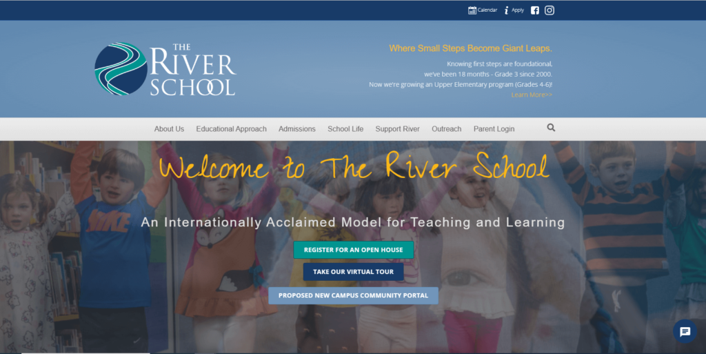 Homepage of The River School's website / riverschool.net