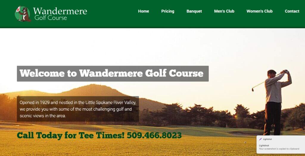 Homepage of Wandermere Golf Course / Link: https://www.wandermere.com/