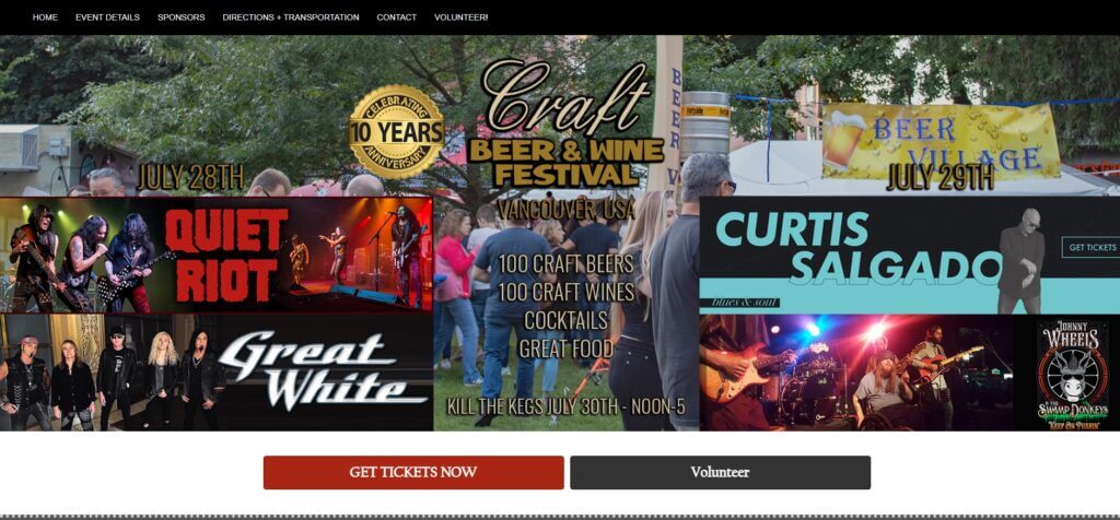 Homepage of the Craft Beer and Wine Fest / Link: https://thecraftwinefest.com/