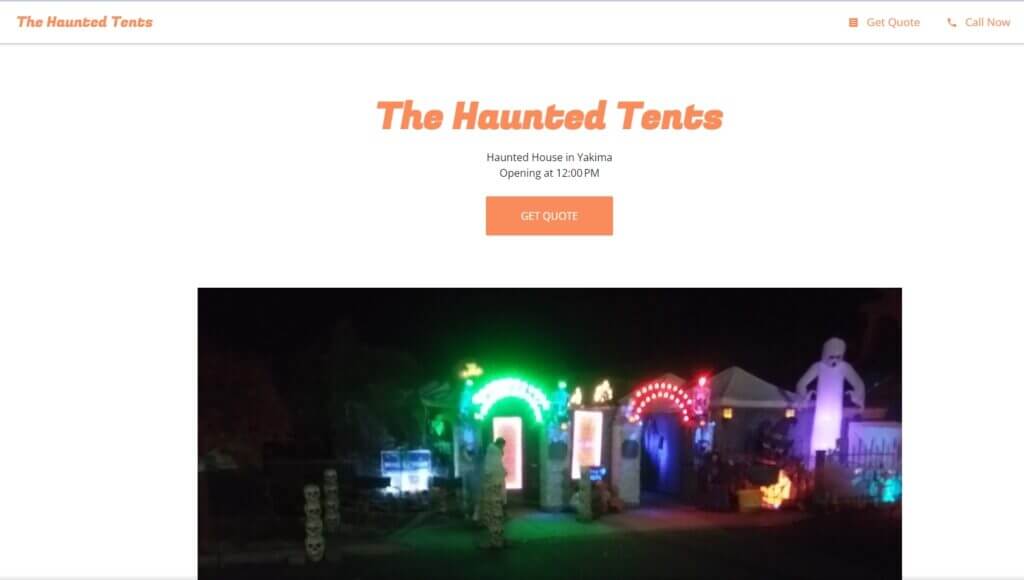 Homepage of the Haunted Tents / Link: https://the-haunted-tents.business.site/