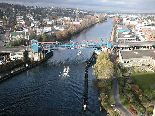 The Fremont Bridge from the George Washington Memorial Bridge / Wikipedia / Shakespeare 
Link: https://en.wikipedia.org/wiki/Fremont_Bridge_(Seattle)#/media/File:Fremont_Bridge-4.jpg